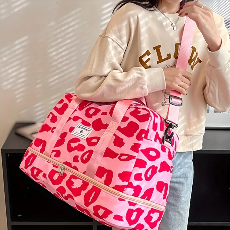 Women’s Carry-On Travel Bag – Spacious Animal Print Nylon Gym & Sports Bag, Large Capacity Weekend Overnight Bag
