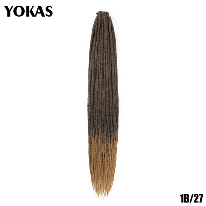 YOKAS Handmade Dreadlock Extensions - Synthetic Crochet Braided Hair 24 36 Inch Long Faux Locs for Women