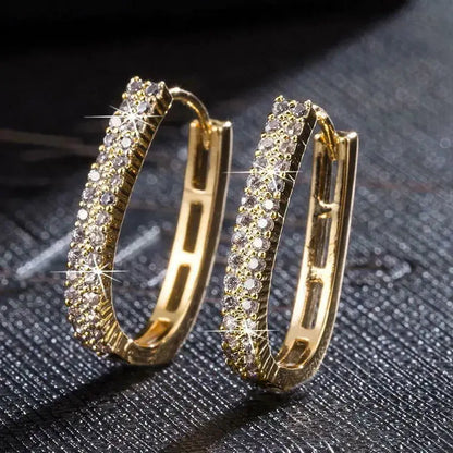 Huitan Silver Cross Hoop Earrings – Full Crystal Cubic Zirconia Statement Jewelry for Women