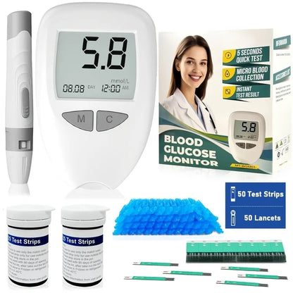 VivaChek Blood Glucose Monitor Kit - Digital Diabetes Tester with 50 or 100 Test Strips and Lancets