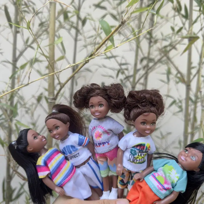 Kawaii African Girls Doll Set — 30cm Mother & 14cm Daughter with Clothes, DIY Kids Toy Birthday Gift