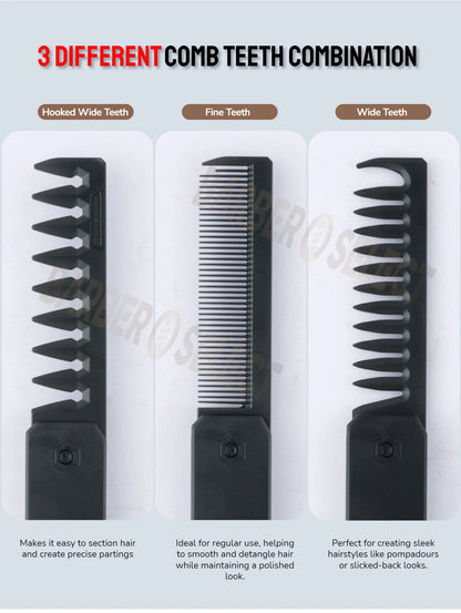 Newest 1/2/3-in-1 Portable Folding Comb – Wide Tooth Barber Clipper, Mini Beard & Hair Combing Styling Tool