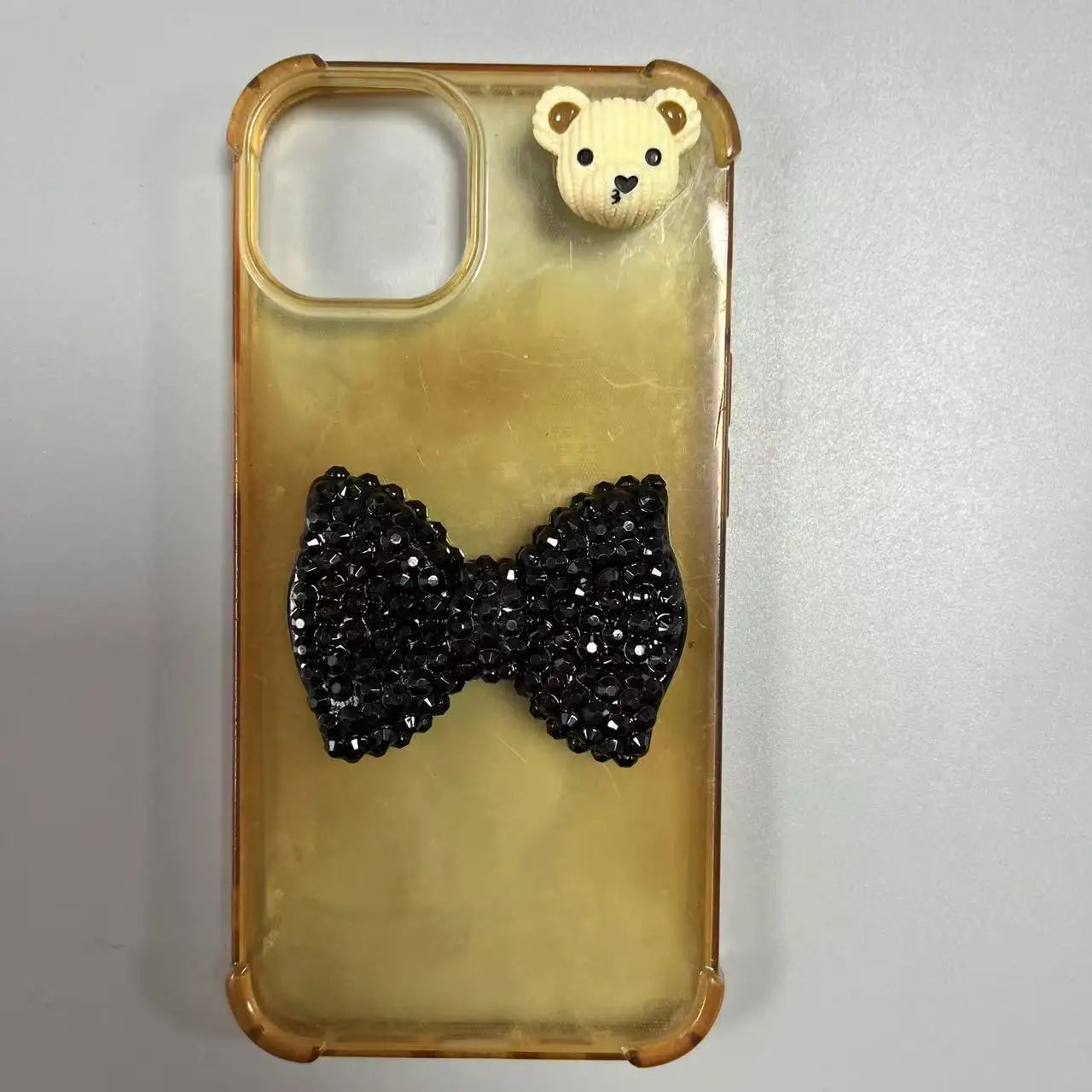 2Pcs Metal Full Diamond Bow Heart Mirror Handbag & Parfum Bottle Phone Case Decoration – Flat Back DIY Craft Accessories
