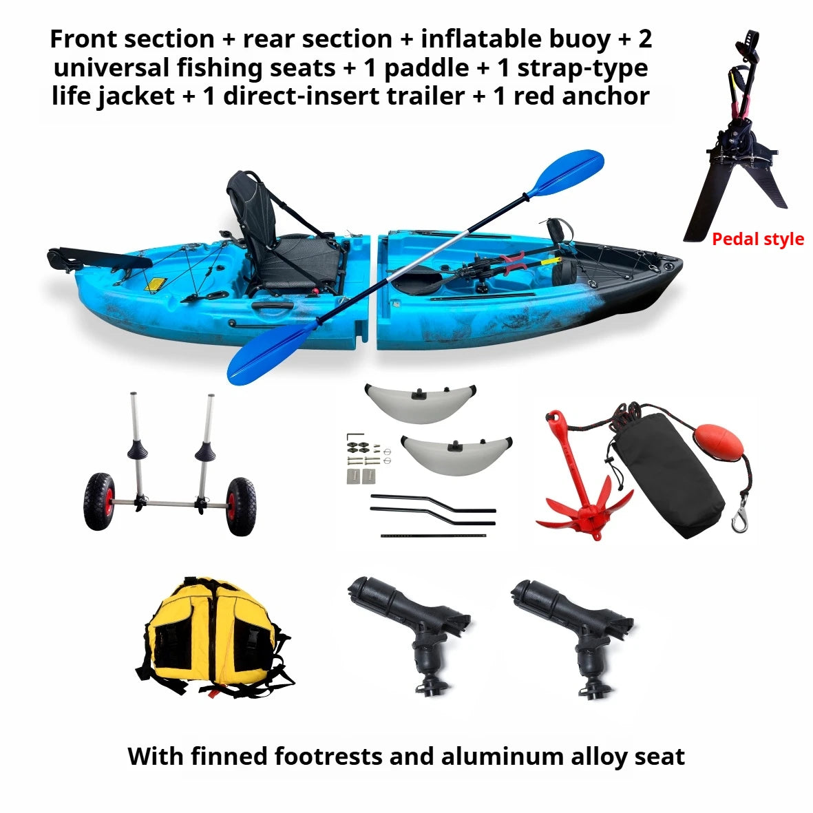 Modular Electric & Pedal-Driven Kayak – Portable Detachable Canoe, Lightweight Inflatable Folding Boat for Fishing & Adventure