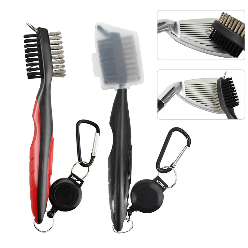 Golf Club Cleaning Brush with Cover – Retractable Carabiner Cleaner, 8 Styles for Outdoor Sports Accessories