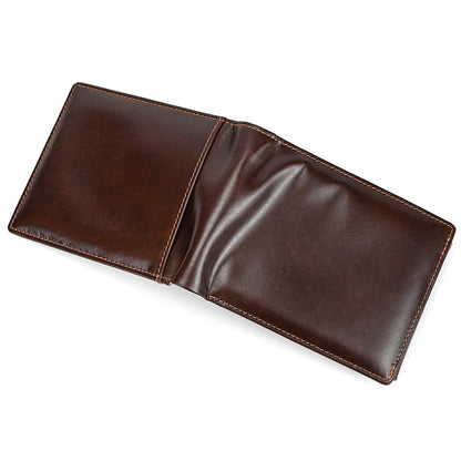 Genuine Cow Leather Trifold Wallet – Men’s Short Wallet with Zipper Coin Pocket & Card Holder Clutch Purse