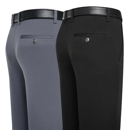 Men's Suit Pants - Business Casual Trousers, Formal Dress Straight Pants in Elastic Black and Navy Blue