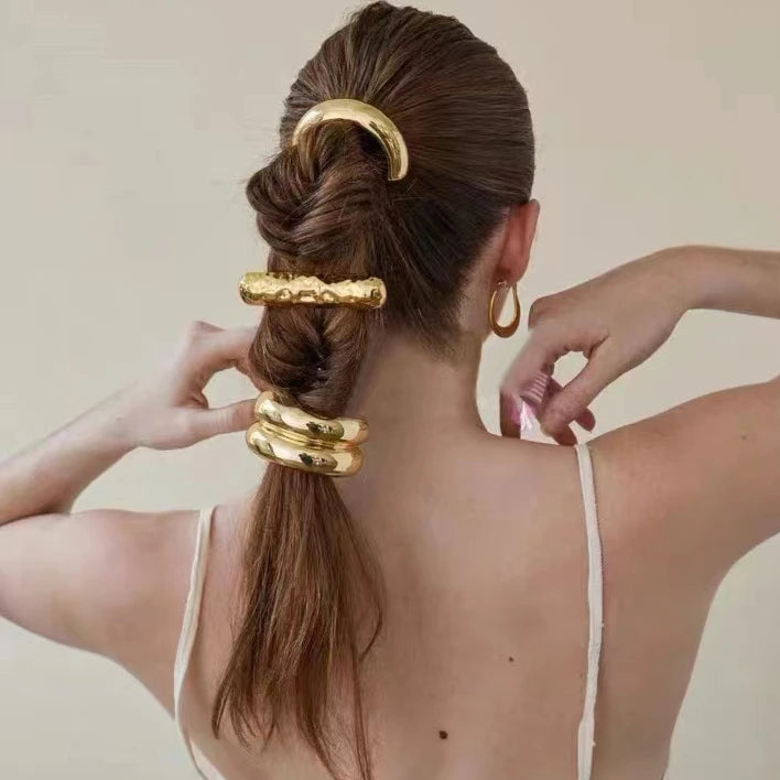 Fashion Punk Geometric Metal Hair Bands – Elastic Scrunchies, Hair Ropes & Headbands for Women & Girls, Hair Accessories Gifts