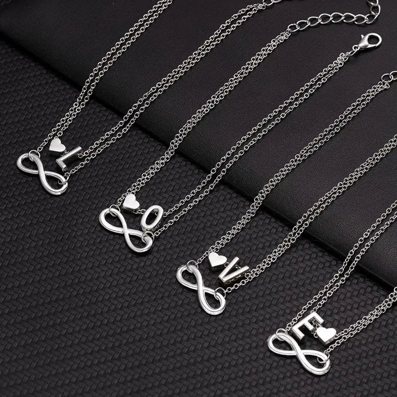 Bohemia A-Z Letter Initial Anklet for Women - Silver Heart Initial Anklet Bracelet, Beach Party & Travel Foot Jewelry