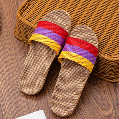 Women's Summer Linen Slippers – Lightweight EVA Flat Sandals, Casual Home Shoes