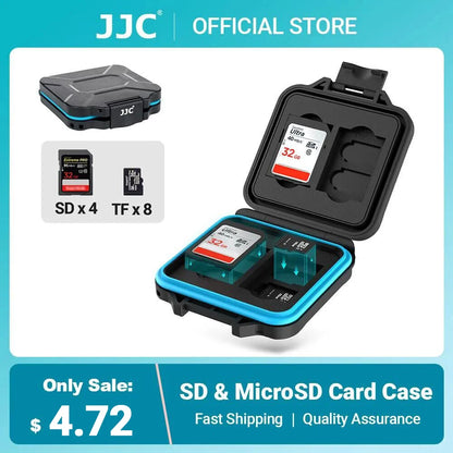 JJC SD & Micro SD Card Holder – Waterproof, Shockproof Hard Case with EVA Foam Pad for Memory Card Storage