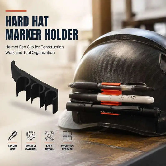 Work Helmet Marker Storage Clip - Hard Hat Pen Holder for Construction & Jobsite Writing Tools