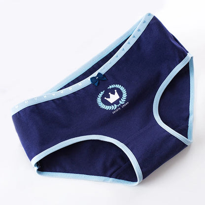 5 Pcs Women’s Cotton Panties Set - Plus Size Cartoon Print Briefs Soft Breathable Female Underwear Lingerie