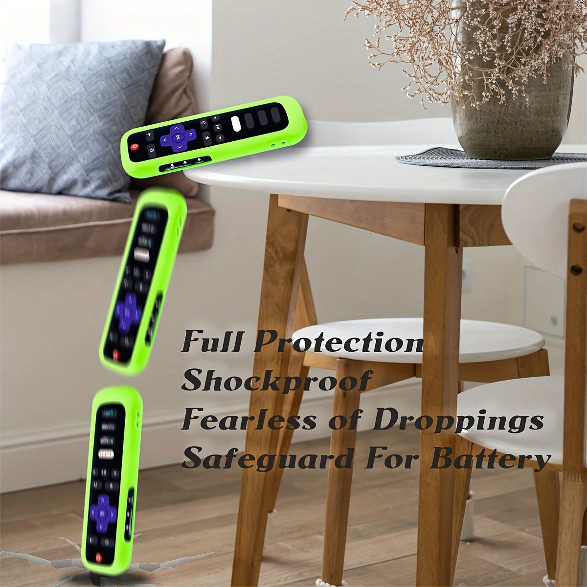 Luminous Silicone Remote Cover - Glow Protective Case with Rope for TCL Hisense Roku TV Remote Control