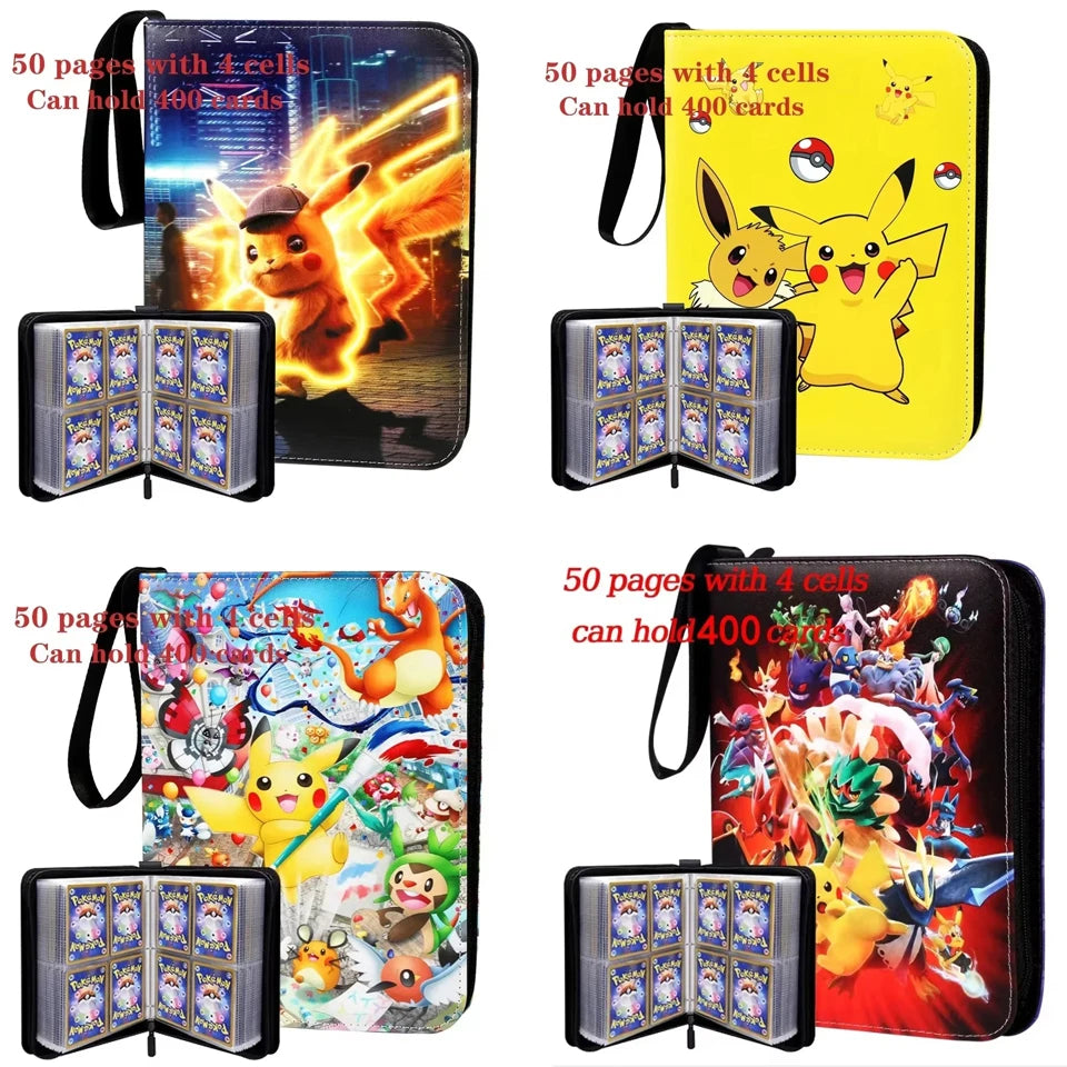 400PCS Pokémon Album Binder – PU Zipper Photo Card Holder for Trading Cards, Letters, and Collectible Hobby Folder