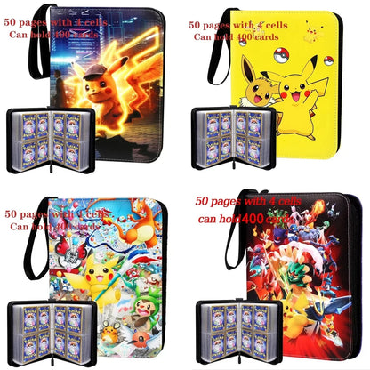 400PCS Pokémon Album Binder – PU Zipper Photo Card Holder for Trading Cards, Letters, and Collectible Hobby Folder