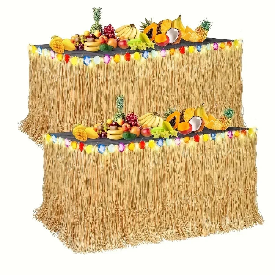 Vibrant Tropical Hawaiian Table Skirt - Reusable Luau Party & Summer Event Decor