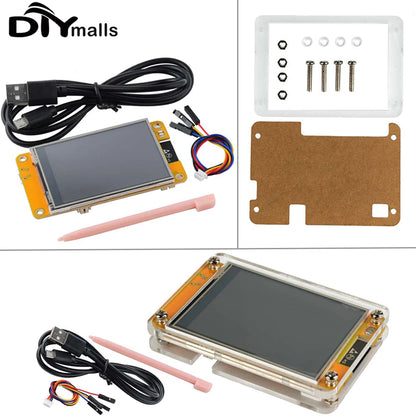 2.8" ESP32-2432S028R TFT LCD Module – ILI9341 Resistive Touchscreen Display with ESP-WROOM-32 Development Board & Acrylic Case