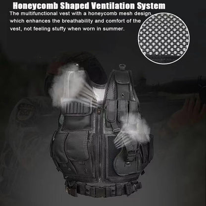 Adjustable Military Tactical Vest - Outdoor Molle Combat Body Armor for Security, Hunting, CS Game, and Airsoft Training