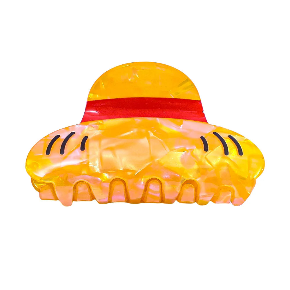 Luffy Straw Hat Hair Clip - Cute Acrylic Anime Hair Claw for Creative Hairstyles and Gifts