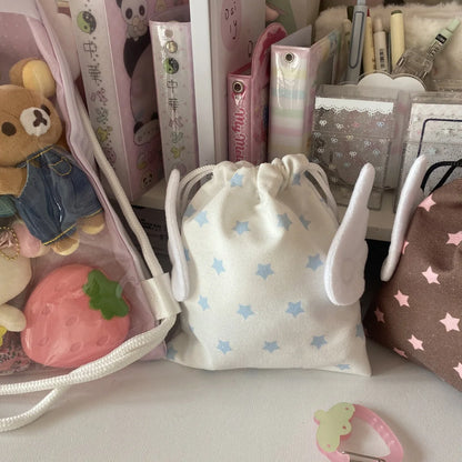 Portable Star Pattern Drawstring Storage Bag - Canvas Cosmetics, Stationery & Accessories Organizer Pouch