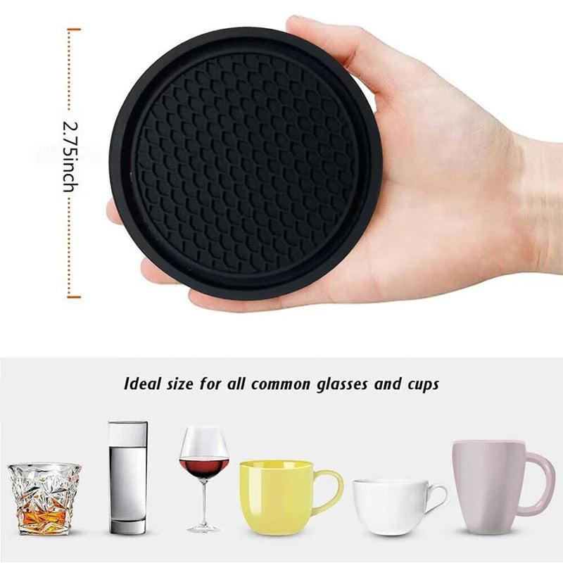 4PCS Universal Silicone Car Cup Holder Inserts – Anti-Slip Round Mats for Center Console Storage & Interior Protection