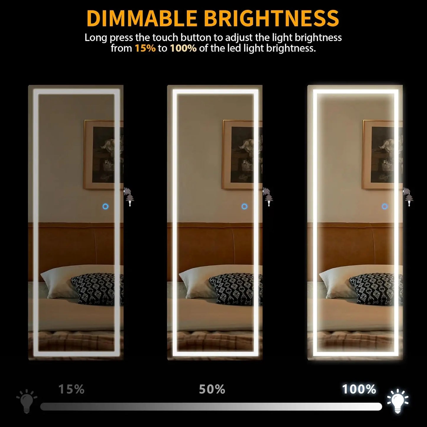 LED Door Hanging Mirror Cabinet – Wall-Mounted Full-Length Lighted Jewelry Organizer with Storage