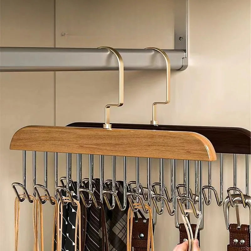 Solid Wood Clothes Drying Rack – 8-Hook Multi-Purpose Hanger for Clothes & Pants, Portable Home Organizer