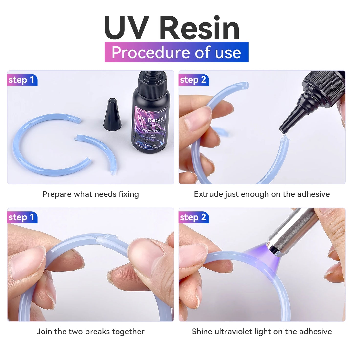 UV Epoxy Resin Glue 20g/30g/50g – High Transparency Fast Drying UV Curing Adhesive for Jewelry Making & DIY Crafts Decor