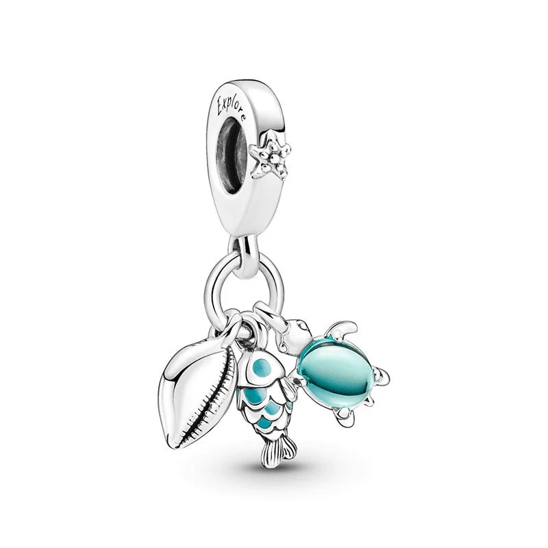 2024 New 925 Sterling Silver Bulb & Small Turtle Charm Pendant – Fit for Original Pandora Bracelet, DIY Women’s Jewelry Gift