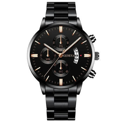 Fashion Men's Stainless Steel Watch – Luxury Quartz Wristwatch with Calendar for Business & Everyday Wear