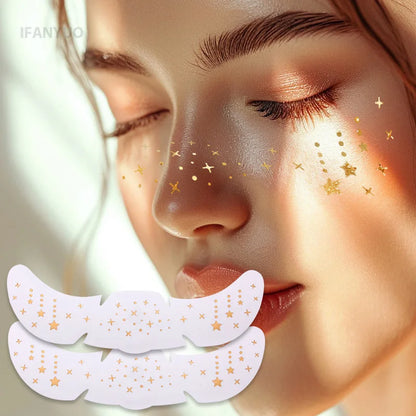 6pcs Metallic Fake Freckles Temporary Tattoos — Gold & Silver Face Stickers for Makeup and Hot Stamping