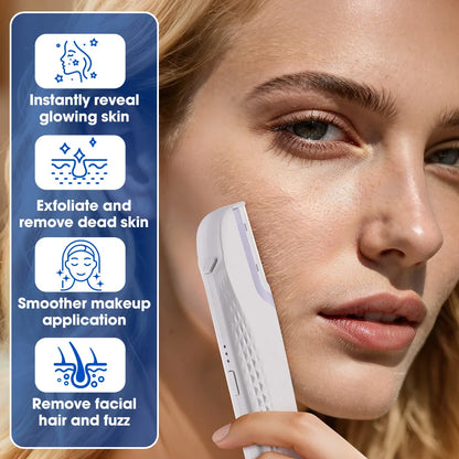 Women’s Sonic Rechargeable Dermaplane Razor with Light – Facial Hair & Peach Fuzz Removal Tool with 6 Replaceable Blades Skin Exfoliation Device