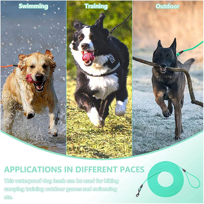 Waterproof Dog Leash – PVC Training Recall Leash 5FT/10FT/20FT/30FT for Beach, Yard & Play
