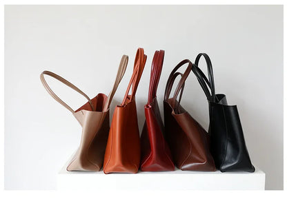 Customizable Name Large Capacity Commuter Bag – 100% Genuine Leather Soft Tote, Single Shoulder & Diagonal Shopping Bag