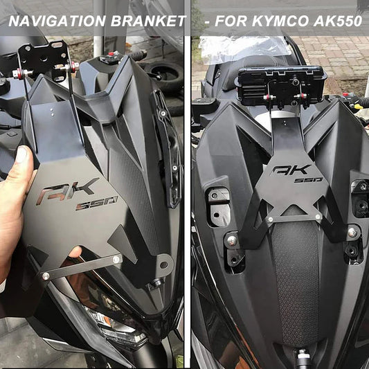 Motorcycle Front Mid Navigation Bracket GPS Phone Mount with Charging – Compatible with KYMCO AK550 AK 550 Accessories, Durable Travel Holder