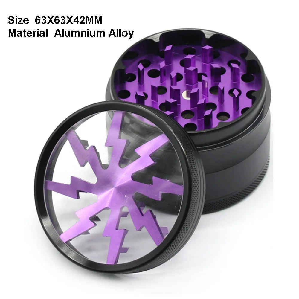 2.5" (63mm) 4-Layer Metal Herb Grinder — Zinc Alloy Tobacco & Spice Crusher for Smoking Accessories