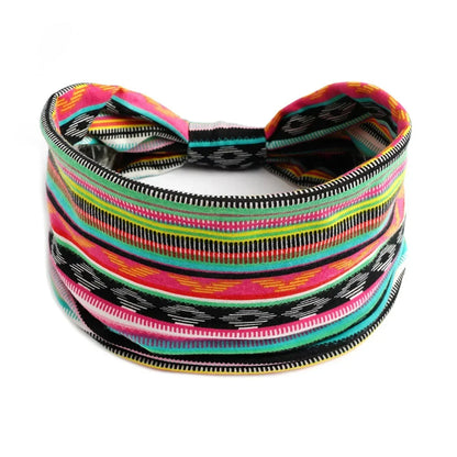 Bohemian Wide Cotton Stretch Headbands for Women – Turban Style Hairbands, Bandana Headwrap Hair Accessories