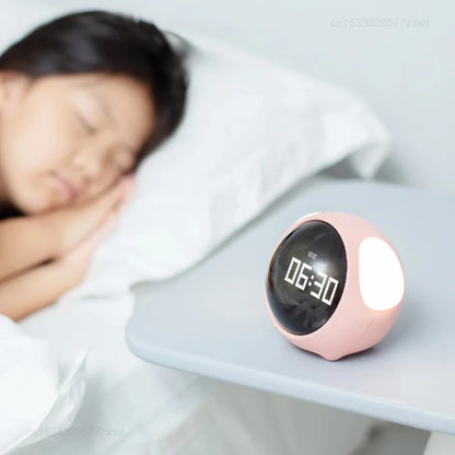 Cute Cartoon Digital Alarm Clock for Kids – Emotion Table Clock with Light for Bedroom & Desktop