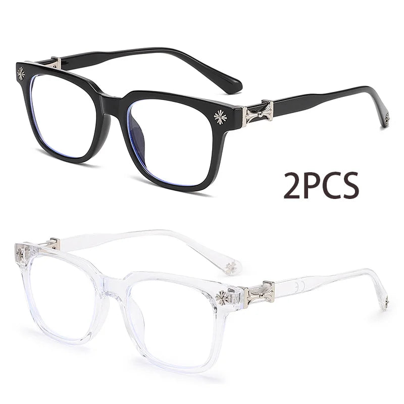 3-Piece Square Blue Light Glasses - Unisex Black & Clear Frame Computer Eyewear