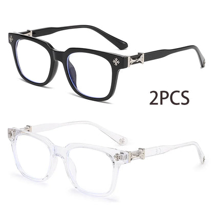 3-Piece Square Blue Light Glasses - Unisex Black & Clear Frame Computer Eyewear