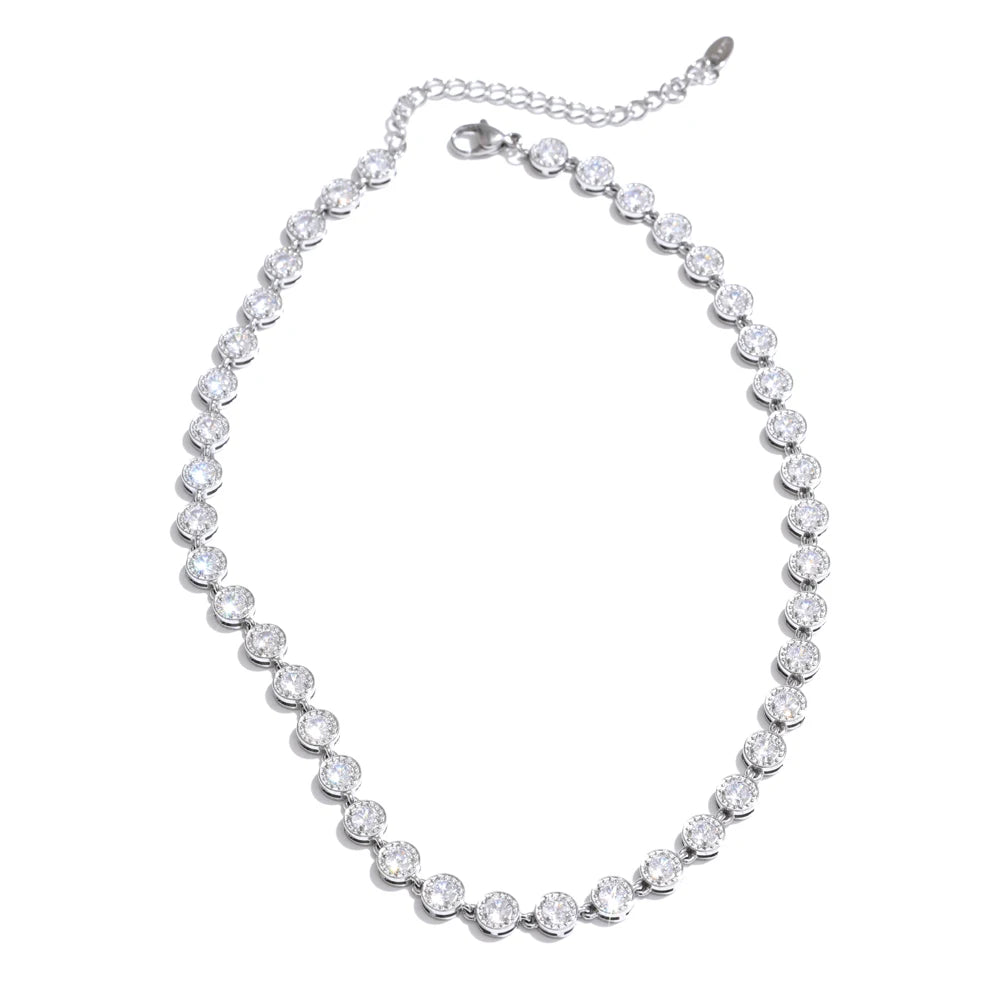 NiNice 316L Stainless Steel Jewelry Set – Colorful Cubic Zirconia Necklace and Bracelet, Exquisite Luxury Fashion Design