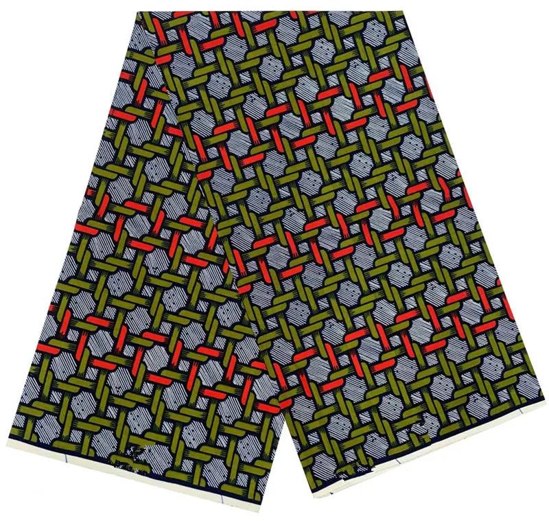 Cotton Batik Ankara Fabric - 100% African Wax Print Bronzing Golden Fabric 6 Yards for Dresses & Crafts