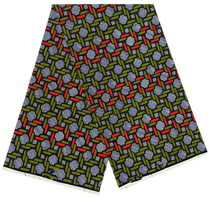Cotton Batik Ankara Fabric - 100% African Wax Print Bronzing Golden Fabric 6 Yards for Dresses & Crafts