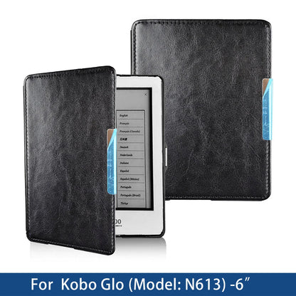 Kobo Glo 6 Inch E-Reader Cover - PU Leather Flip Case with Magnetic Adsorption Closure & Sleep Mode Support