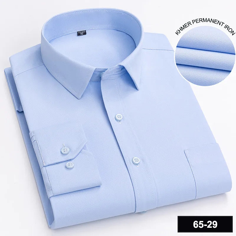Men’s Plaid Stripe Long Sleeve Shirt - Casual Business Formal Office Shirt with Single Pocket for All Seasons