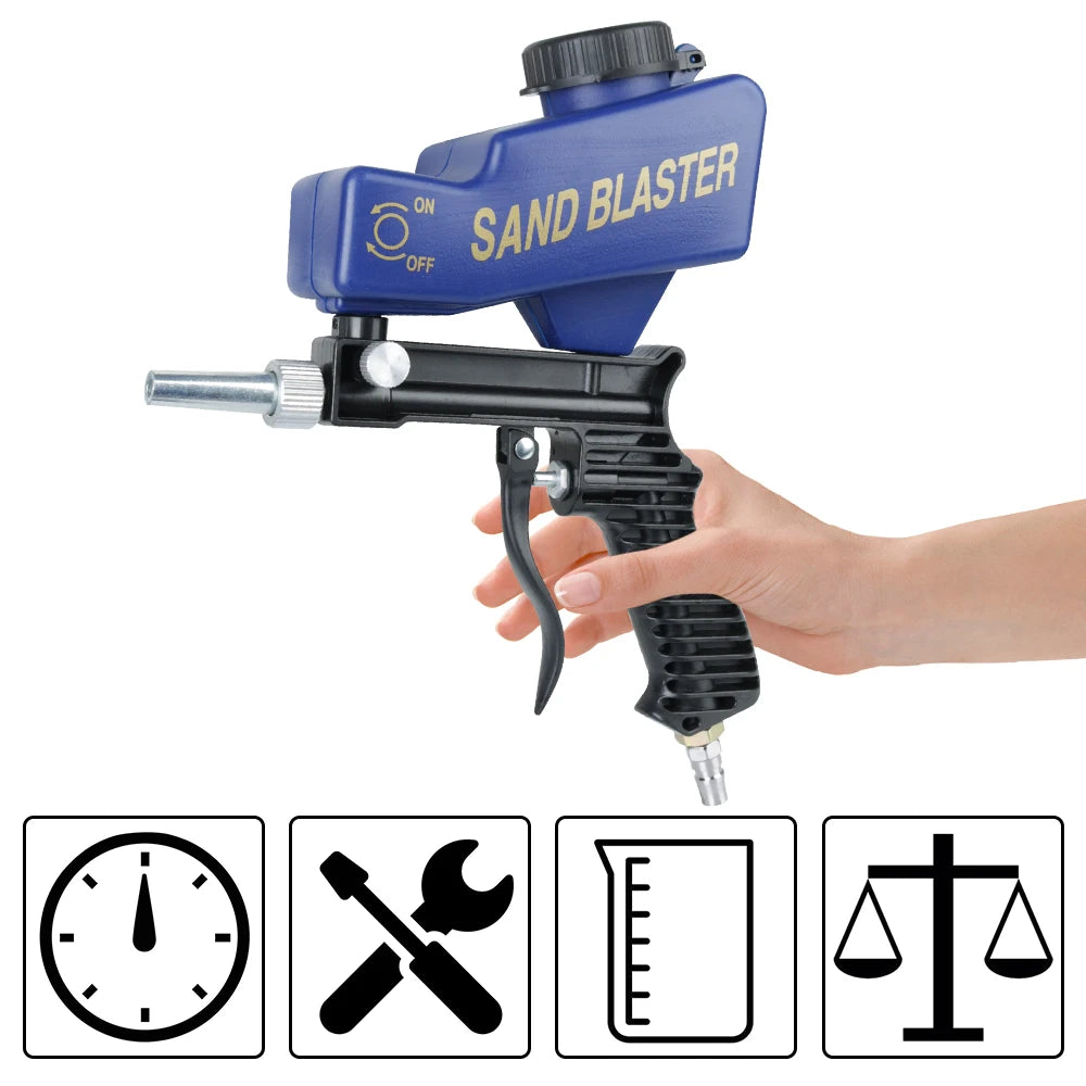 Gravity Feed Pneumatic Sandblasting Gun Set - Adjustable Rust & Paint Blasting Tool