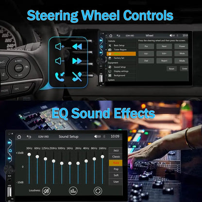 7" Wireless 2DIN Car Radio Stereo – HD Touchscreen CarPlay Android Auto Video Player with Bluetooth, FM & Rear View Camera