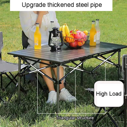 Outdoor Folding Long Table – Portable Black Camping Desk with Net Bag, Easy Setup & Stable for BBQs
