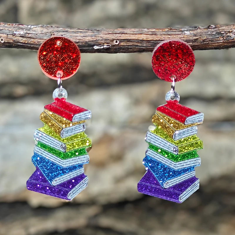 Teacher’s Day Acrylic Earrings - Cute Cat Dog Books Design Jewelry Gift for Teachers and Students